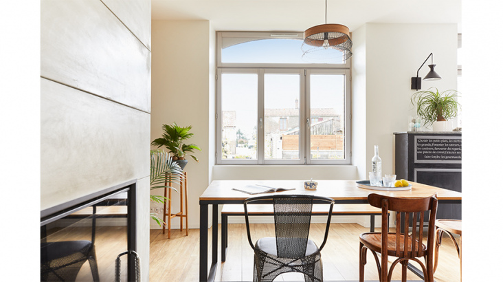 Salle à manger fenêtre cintre surbaissé